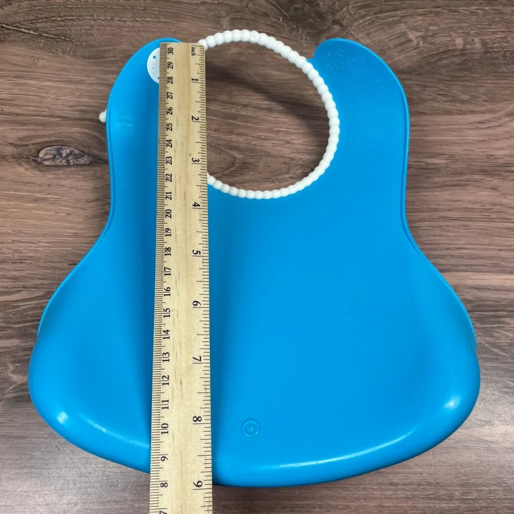 BabyBjorn Silicone Bibs Blue Pink Green 3-Pack Deep Pocket Adjustable BPA Free